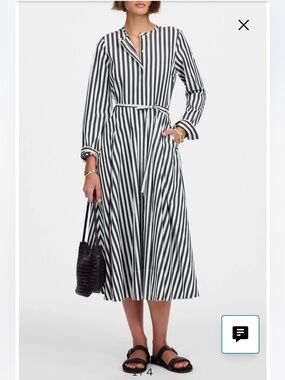 NWT Madewell Janis Stripe Long Sleeve Cotton Poplin Shirtdress. Size 0